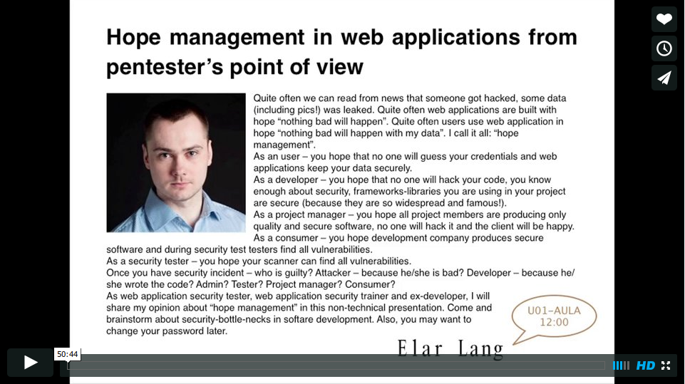 Hope management in web applications from pentester’s point of view - Elar Lang