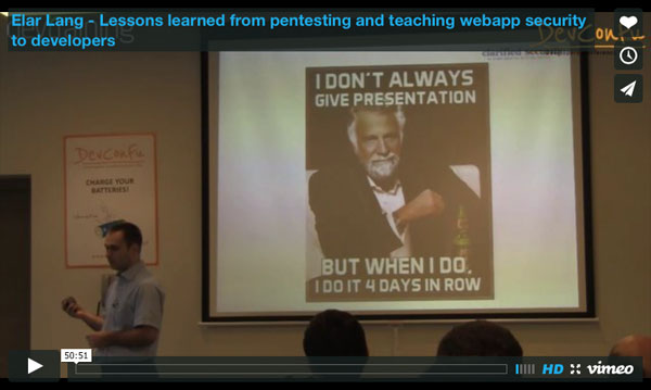 Lessons learned from pentesting and teaching webapp security to developers - Elar Lang